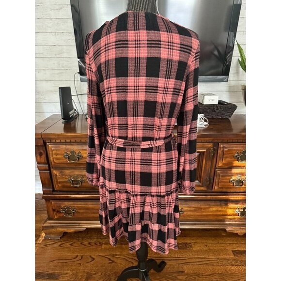 Cloth & Stone By Anthropologie Black Pink Daia Plaid Mini Dress Womens Size S - Picture 3 of 8